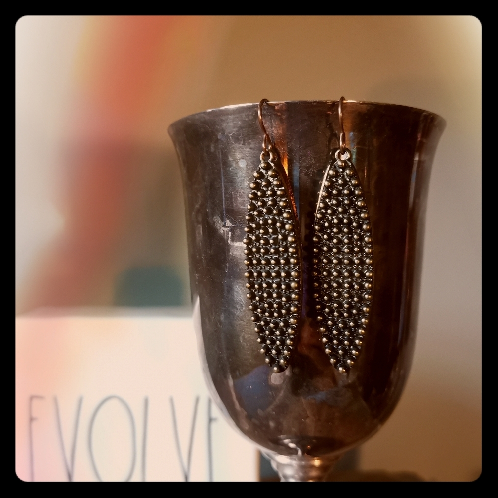 Textured Brass-Tone Drop Earrings!